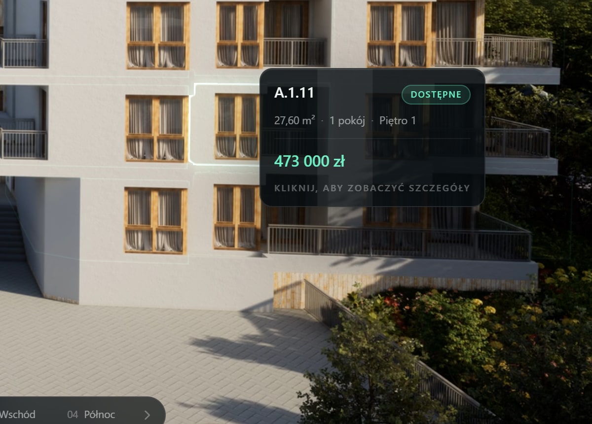 Click the building, open the apartment — the Orvala interface
